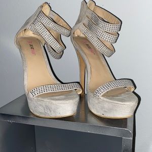 Just Fab Silver Studded platform stilettos